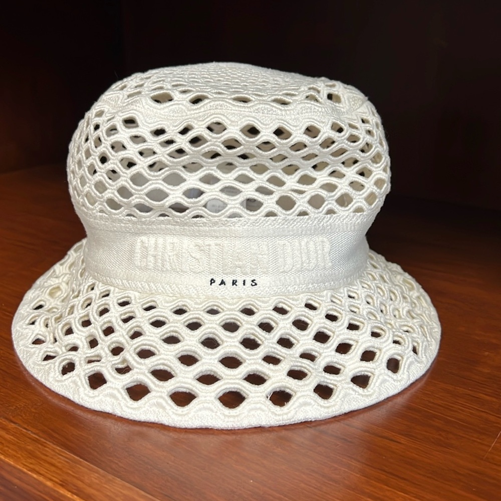 Christian Dior cotton ecru Panama bucket hat size 58